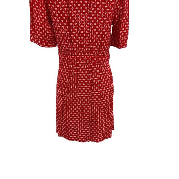 ba&sh Charlie Dress Wrap Crepe Short Sleeve Floral Print Red White Size 2 US 8 - Picture 10 of 14